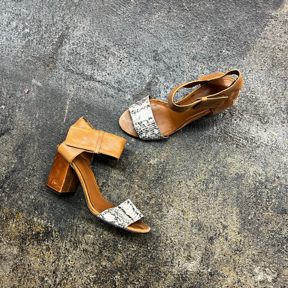 Y2K Enzo angiolini Wooden Brown Tone open toe block heel sandals - #summer